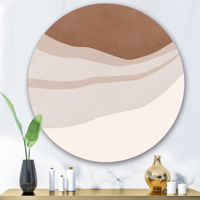 Designart - Terracotta and Ivory Shapes with Scuff Effect - Modern Metal Circle Wall Art