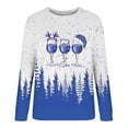 thumbnail image 4 of Rbaofujie Tuniques à Capuche pour Femmes Femmes Mode Décontractée Imprimé Col Rond Ample Manches Longues T-shirt Chandails Blouse Bleu Chandails à Capuche pour Ados, 4 of 4