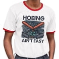 thumbnail image 2 of Hoeing Ain't Easy Ringer Tee Shirt Unisex Large White/Red, 2 of 5
