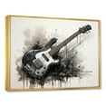 thumbnail image 2 of Designart "Charcoal Guitar Vibrations Shades of Brown II" Entertainment Framed Wall Art - Vintage Grey Music Hallway Framed Wall Art Decor, 2 of 6
