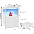 thumbnail image 4 of Tomnk Nightstands Set of 2, Bed Side Table with Charging Station, LED Night Stand with 2 Fabric Drawers, White, 4 of 6
