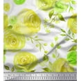 thumbnail image 1 of Soimoi Yellow Cotton Poplin Fabric Watercolor Floral Decor Fabric Printed BTY 56 Inch Wide, 1 of 3