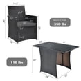 thumbnail image 3 of Gymax 3PCS Patio Wicker Bistro Set PE Rattan Dining Table Set w/ Grey Cushions, 3 of 10