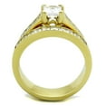 thumbnail image 7 of Womens 0.8 Carat Princess CZ Gold IP Stainless Steel Wedding Engagement 2 Rings Set - Size 7, 7 of 7