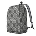 thumbnail image 2 of Geometric Flower and Sunburst Gray Backpack for School, Cute School Bag with Adjustable Shoulder Straps and Padded Back, 15.7"x11.8"x5.5", 2 of 5