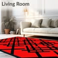 thumbnail image 2 of ODIKA 2'x3' Machine Washable Non-Slip Area Rug, Winter Hearth Lumberjack Quilted Diagonal Grid Crosshatch High Traffic Rug with Pad, Red, 621201, 2 of 8