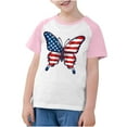 thumbnail image 2 of USA Flag Tee Shirt For Kids 4Th Of July Memorial Day Gift T Shirt Boys Girls Casual Raglan Short Sleeve American Proud Tops Pink 4-5 Years, 2 of 7