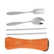 thumbnail image 4 of Vajilla para acampar - Palillos portátiles de acero inoxidable con cuchara y tenedor con bolsa de almacenamiento Juego de cubiertos para acampar(naranja), 4 of 5