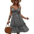 thumbnail image 1 of Female Floral Print V-Neck Sleeveless Dress Spaghetti Strap Sundress, 1 of 4
