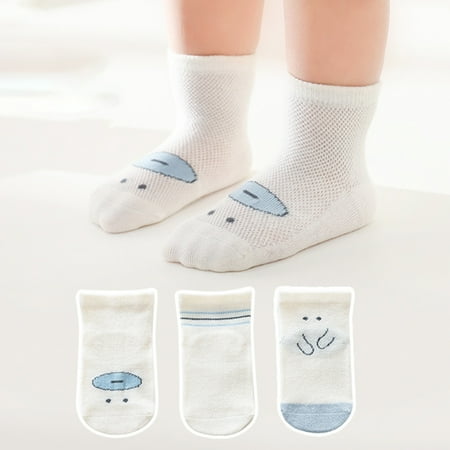 

Waroomhouse 3 Pairs Summer Socks Simple Wear-resistant Cartoon Design Anti-Skid Baby Short Socks Infants Accessories