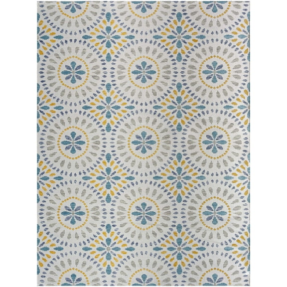 Hauteloom Karin Living Room, Bedroom Patio Outdoor Area Rug - Coastal - Light Gray - 5'2" x 7'