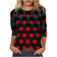 thumbnail image 1 of Blusa de cuello redondo de manga larga con estampado degradado de novedad clásica para mujer Pompotops gfhjh19300, 1 of 5