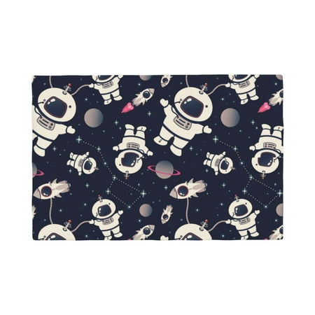 

Table Placemats Set of 4 - Cartoon Spaceship 12x18 In Faux Linen Double Heat Resistant Place Mats Cloth Indoor/Outdoor Placemats Washable Table Mats for Dining Kitchen Party