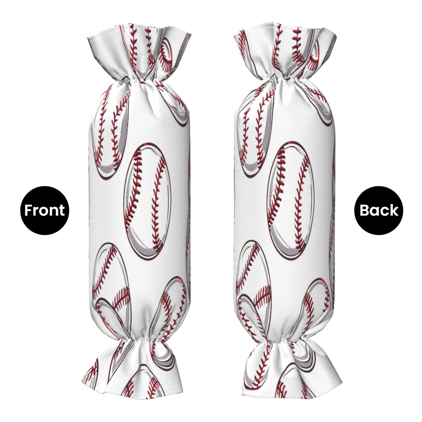 Candy Throw Pillow Travel Cervical Pillow Cylindrical Neck Body Cushion With Insert For Bed Couch Home Decor 9.8x24.4in Baseball Theme Sporty Dynamic Style White Baseballs With Red Stitching