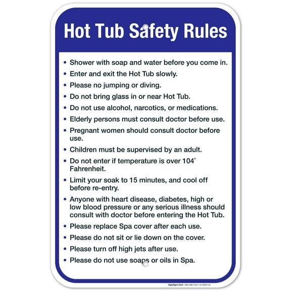 Hot Tub Safety Rules Sign, Pool Sign,