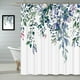 thumbnail image 1 of Cortina de ducha de eucalipto con peso, verde-morado, 180 x 180 cm. Cortina de baño resistente al moho con ganchos para baños, bañeras y cabinas de ducha. Impermeable y lavable., 1 of 1