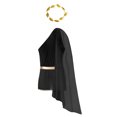thumbnail image 4 of TiaoBug Men's Cupid Toga Costume Roman Greek One Shoulder Shorts Jumpsuit with Gold Leaves Headwear Black L, 4 of 7