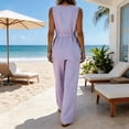 thumbnail image 5 of Miluxas Summer Jumpsuits for Women Dressy Casual Sleeveless One Piece Outfits High Waisted Wide Leg Pant Long Rompers Purple S(S), 5 of 9