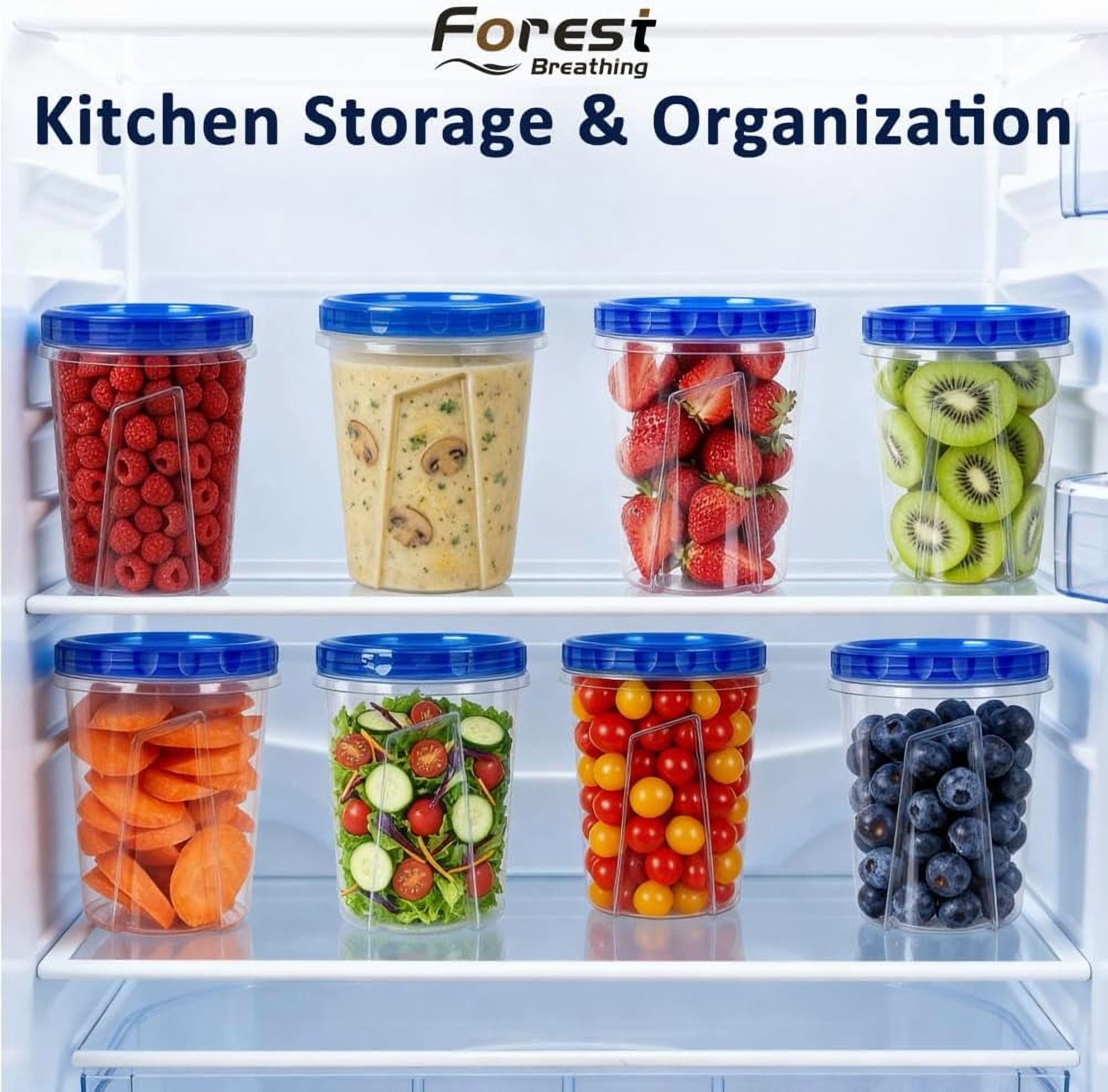 10 Pack 34oz Reusable Freezer Food Storage Containers with Twist Top Lids, Airtight Plastic Meal Prep Food Containers for Leftover Lunch Fruit Salad Oats, Clear Large Soup Container Microwave Safe