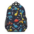 thumbnail image 3 of Dinosaur and Bone Navy Blue Pattern Cute School Backpack Bag with Padded Back and Adjustable Shoulder Straps 16.9 X 12.6 X 5.9 Inches, 3 of 5