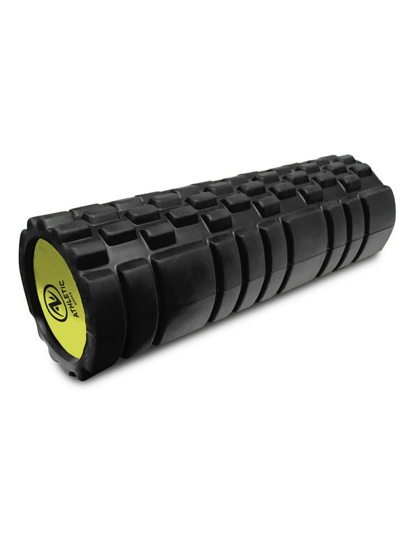 Athletic Works 18 in. x 5.5 in. Hollow Core Foam Roller, Deep Tissue Massage Roller, Black