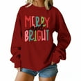 thumbnail image 5 of Women's Christmas Sweatshirt Cheerful Embroidered Sweater Crew Neck Wool Linen Warm Winter Wear, 5 of 10