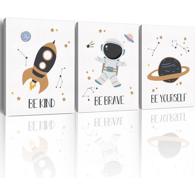 - Deción espacial para habitación de niños, astronauta inspir, deción de pared para habitación de niños, cuarto de bebé, sala de juegos, aula, recámara, póster temático del espacio