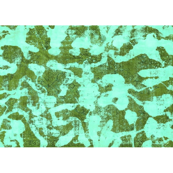 Ahgly Company Indoor Rectangle Abstract Turquoise Blue Modern Area Rugs, 2' x 3'