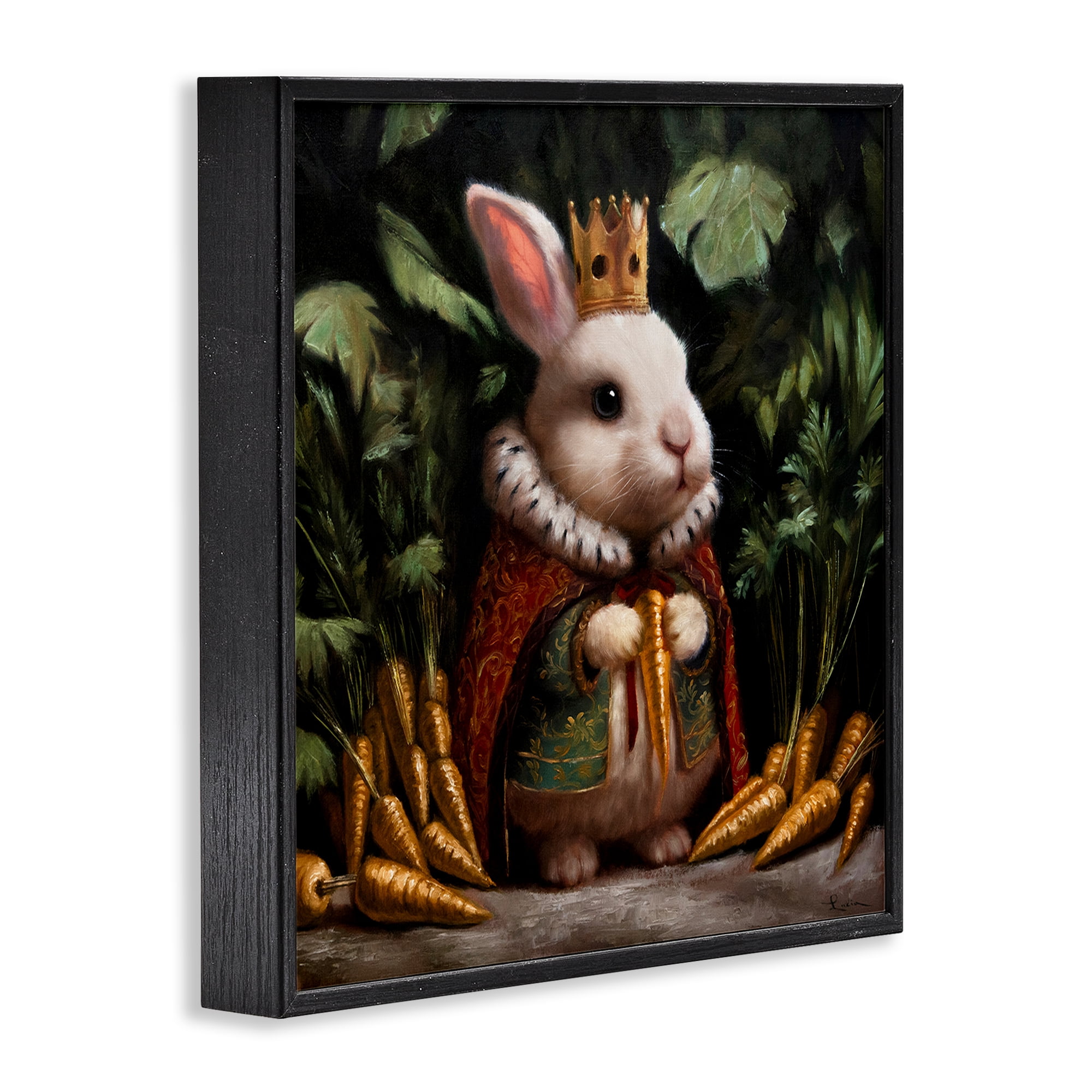 Stupell Industries Carrot Gold Royal Rabbit Black Framed Giclee Art, design by Lucia Heffernan