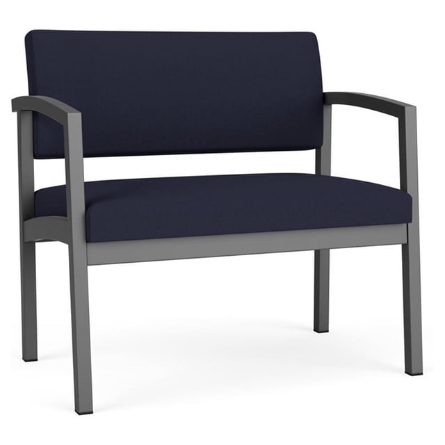 Lenox Steel Reception Waiting Bariatric Chair / Charcoal Steel / Navy Blue