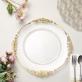 thumbnail image 1 of 24 Clear 13" Acrylic Round Charger Plates Embossed Rim Gold, 1 of 5
