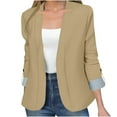 thumbnail image 2 of Rohuuque Women's Fall Business Casual Blazers Ruched 3/4 Sleeved Solid Color Suits Jackets Fashion Cardigan Jacket Coat Outerwear Khaki, 2 of 8