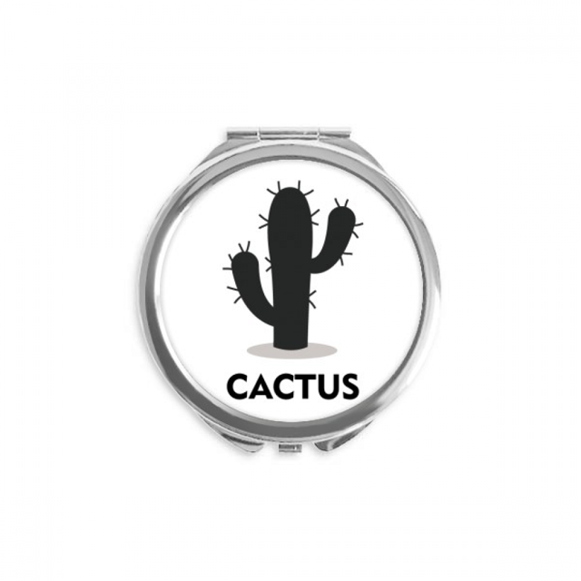 Green Cactus Succulents Outline Hand Compact Mirror Round Portable Pocket Glass