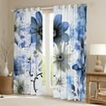 thumbnail image 2 of Erosebridal Watercolor Daisy Curtains Chic Flower Floral Blackout Curtains Women, Watercolor Oil Painting Curtains & Drapes Ombre Gradient Bedroom Curtains, Navy Blue Window Treatments, 2 of 5