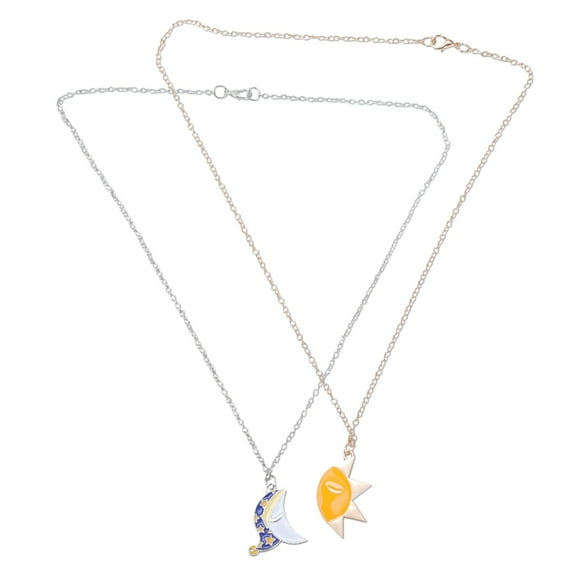 SIEYIO 2Pieces Sun and Moon Necklace Set Stylish Couple Necklaces Alloy Texture