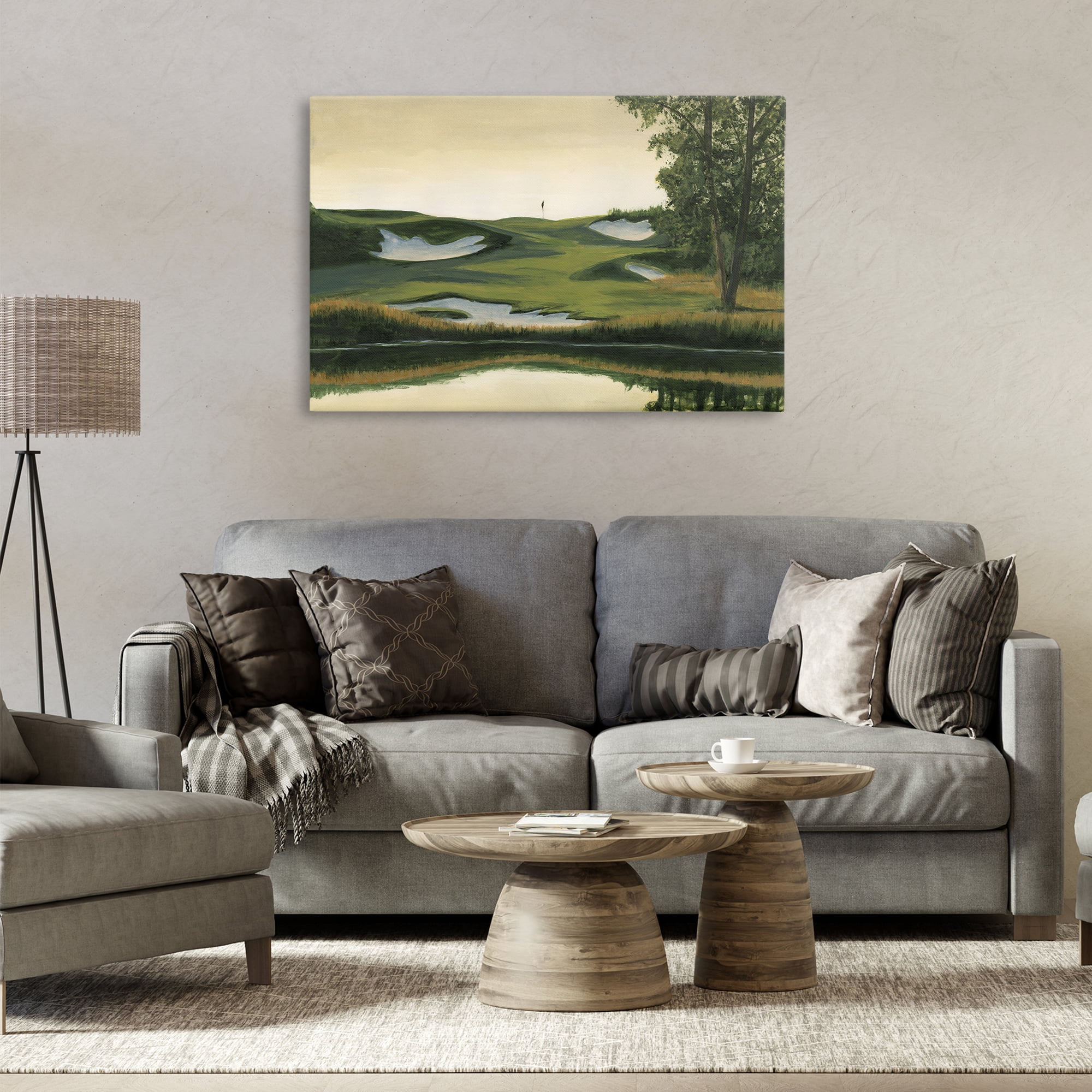 Stupell Industries Golf Course Terrain Landscape Painting Gallery Wrapped Canvas Art Print Wall Art, 36 x 24