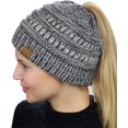 thumbnail image 2 of Cable Stretch Doux Tricoter Messy Haute Queue de Cheval Bonnet Gris, 2 of 2