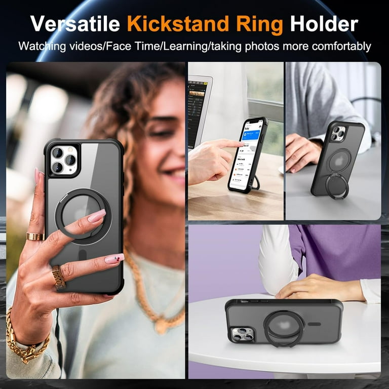 360° Magnetic Swivel Ring for iPhone 15 pro max case, Built-in Metal Stand  and Ring Holder, Magsafe Compatible, Military Grade Protection, Shock and  Vibration Resistant - Wine Red
