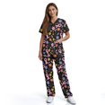 thumbnail image 3 of Yspwyqan Pink Ribbon Floral Scrub Suit Women Set Size 5XL, Breast Cancer V-Neck Scrub Top and Straight Leg Pants, Stretchy Cozy 2PCS Workwear with 6 Pockets Quick Dry for Salon Spa Medical Clinic, 3 of 7