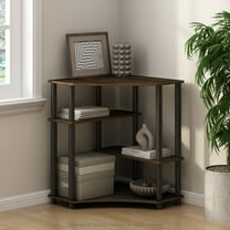Furinno Turn-N-Tube Multipurpose Corner Shelf, Display Rack, Bookshelf, Columbia Walnut/Black