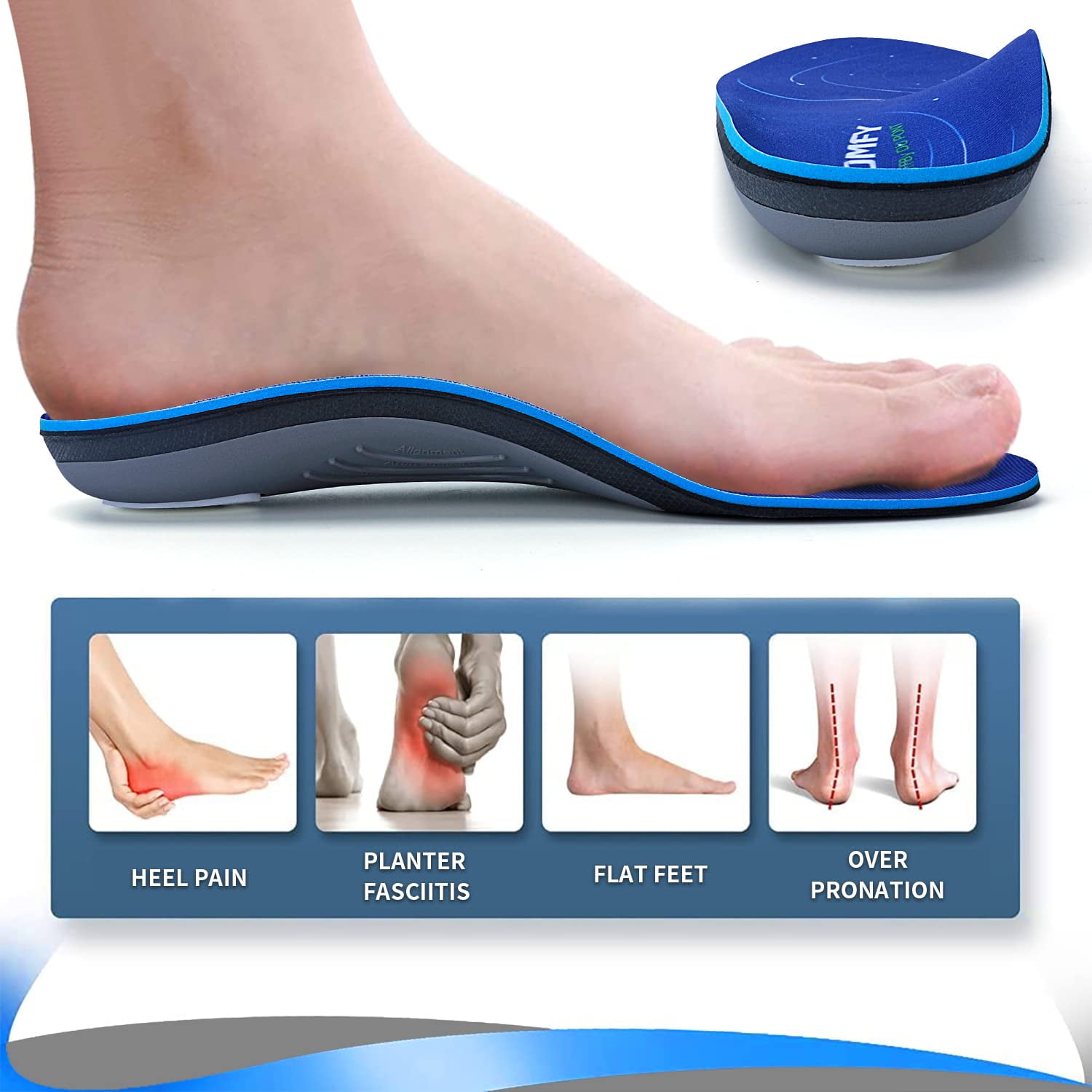 Buy Walkomfy Heavy Duty Support 210+lbs Plantar Fasciitis Insoles for
