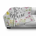 thumbnail image 3 of Saying Soft Flannel Fleece Throw Blanket, Modern Loving You are My Sunshine Calligraphy with Swirls and Blossoming Flowers, Cozy Plush for Indoor and Outdoor Use, 50" x 70", Multicolor, by Ambesonne, 3 of 6