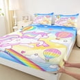 thumbnail image 4 of Metsweet Dreamy Unicorn Bed Sheets 4-Piece, Kawaii Rainbow Hot Air Balloon Full Size Sheets,1 Fitted Sheet, 1 Flat Sheet and 2 Pillowcases, 4 of 5