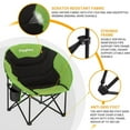 thumbnail image 4 of KingCamp Foldable Saucer Camping Lounge Chair w/ Cupholder Storage, Black/Green, 4 of 12