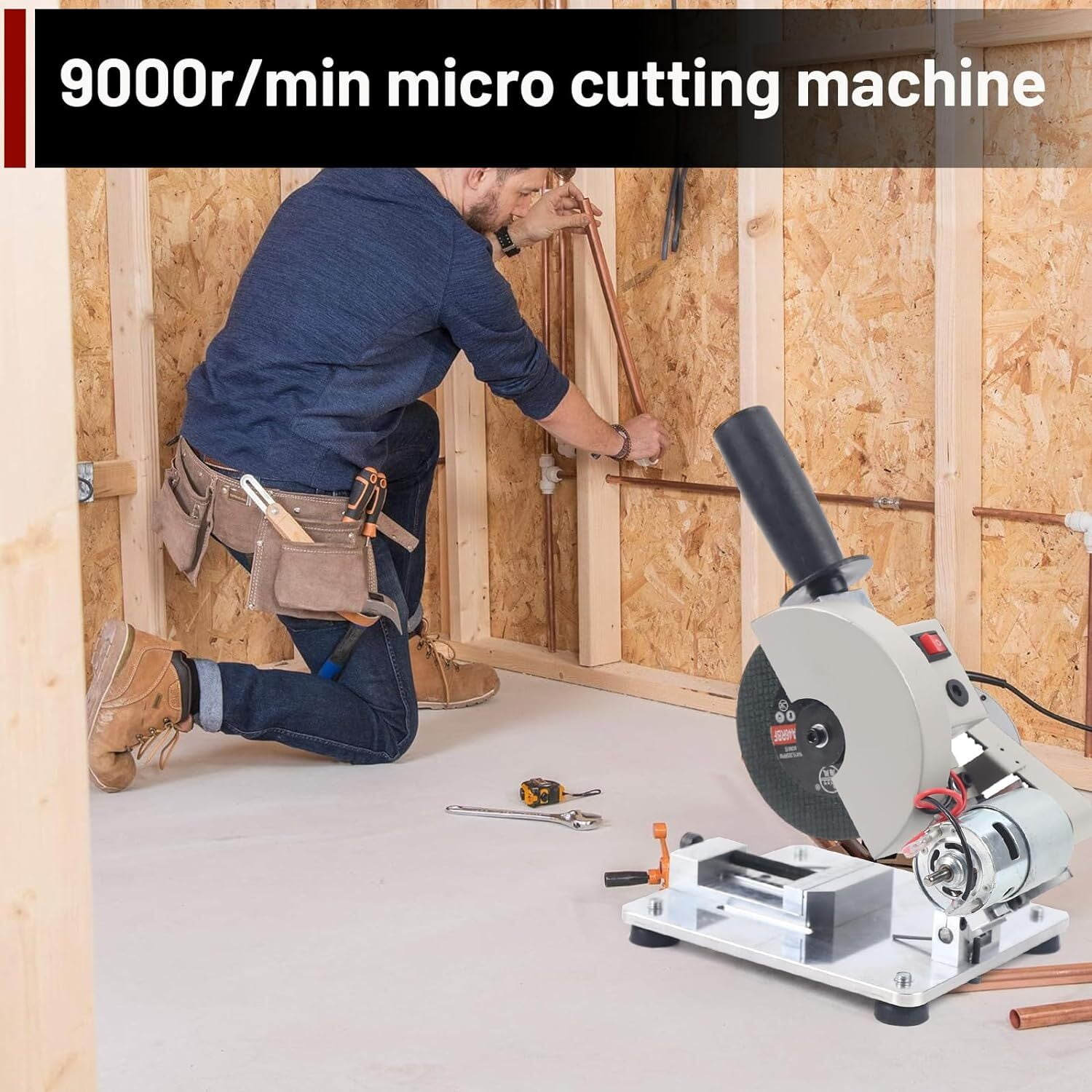 Mini Table Saw, 4in 0-45° Portable Table Saw Miter Saw Portable Small Hobby Chop Saw Cutting Machine Multifunctional Chop Saw for Soft metal Thin Stainless Wood