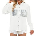 thumbnail image 2 of LOVZFMLL Vestes pour Femmes Mode Couleur Col à Revers Style Amincissant Manche Veste en Denim, 2 of 7