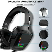 ONIKUMA Gaming Headset for PS4, PC, Xbox One Controller, Noise Cancelling Over Ear Headphones with Mic Bass Surround, Soft Memory Earmuffs for PC Mac Nintendo Switch Games
