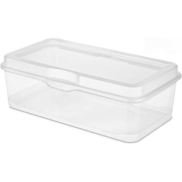 12-Pack FlipTop Stackable Rectangular Storage Bin with Hinging Lid, Clear