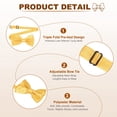 thumbnail image 3 of Bow Tie for Men, Adjustable Bow Ties with Pocket Square Pre-tied Bow Ties Sets for Wedding (Light Yellow, 2Size), 3 of 4