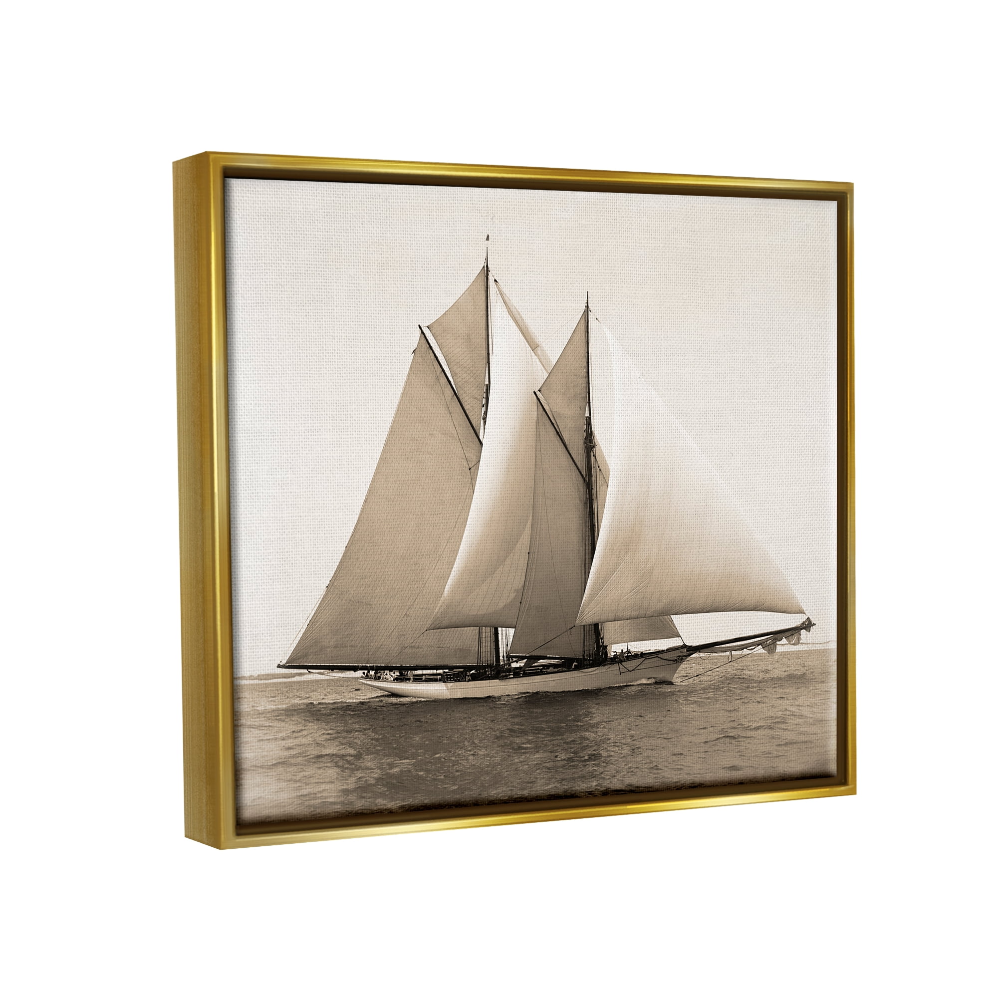 Stupell Industries Nautical Ship Photography Transportation Photography Gold Floater Framed Art Print Wall Art, 31 x 25